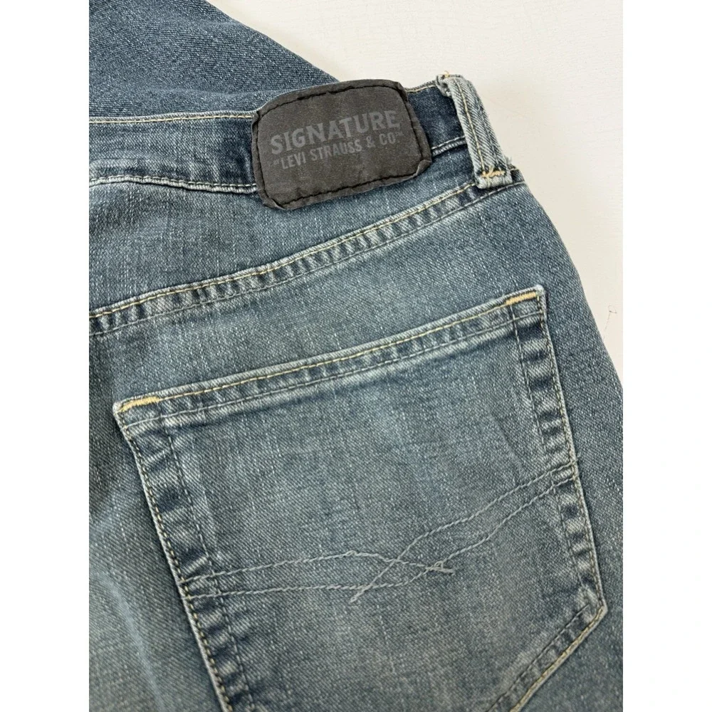 Mens Signature By Levi Strauss & Co. Blue Denim Jeans S61 Relaxed Fit Size 34x32